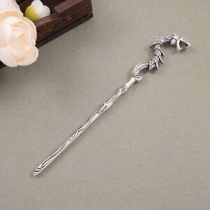 Vintage inspired Viking Dragon Hair Accessory Silver Tone engraved detailing new